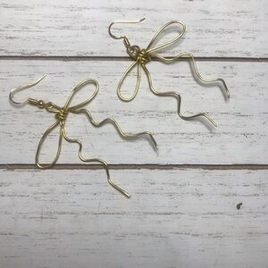 BOGO 50% OFF! Gold dangly bow earrings. Handmade. Brand new.